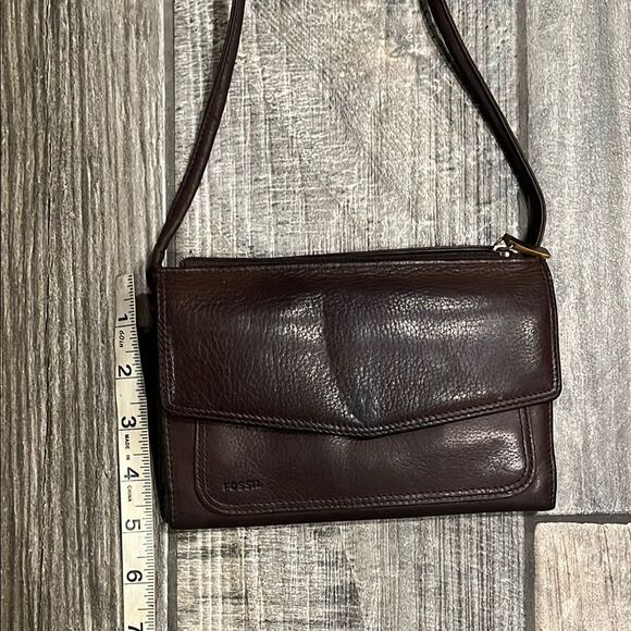 Vintage Fossil Brown Leather Bag/ clutch wallet - Picture 2 of 6